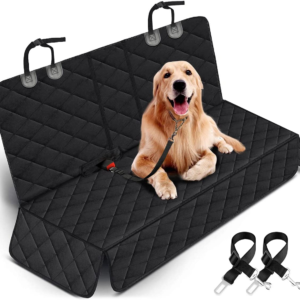 dog car seat cover, back seat cover for dogs pet car seat protector waterproof bench car seat cover, non slip reat seat cover fits middle armrest for most cars trucks suvs black