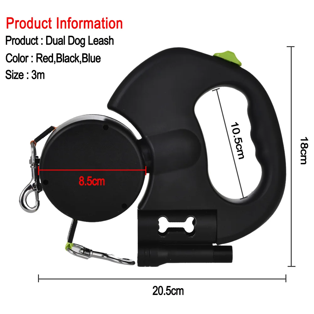 3m retractable dog leash for small dogs reflective dual pet leash lead 360 swivel no tangle double dog walking leash with lights 3m retractable dog leash for small dogs reflective dual pet leash lead 360 swivel no tangle double dog walking leash with lights
